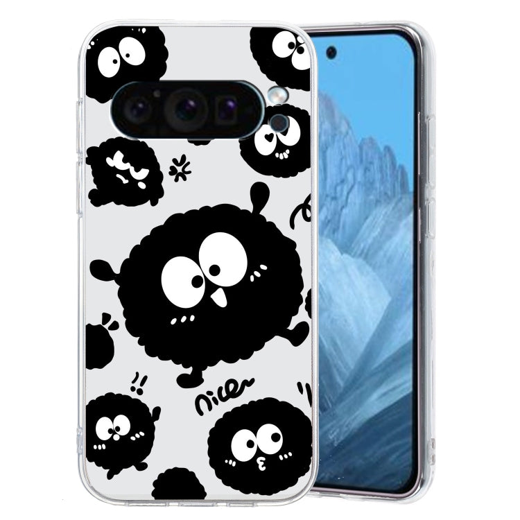 For Google Pixel 9 Colored Drawing Pattern Transparent TPU Phone Case(Black Eye) by buy2fix