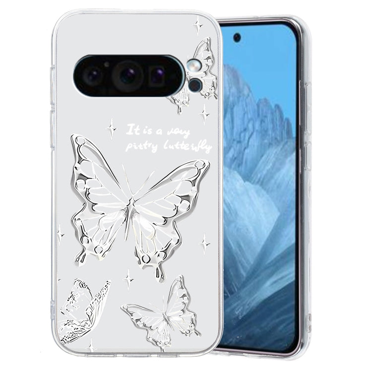 For Google Pixel 9 Colored Drawing Pattern Transparent TPU Phone Case(Butterflies) by buy2fix