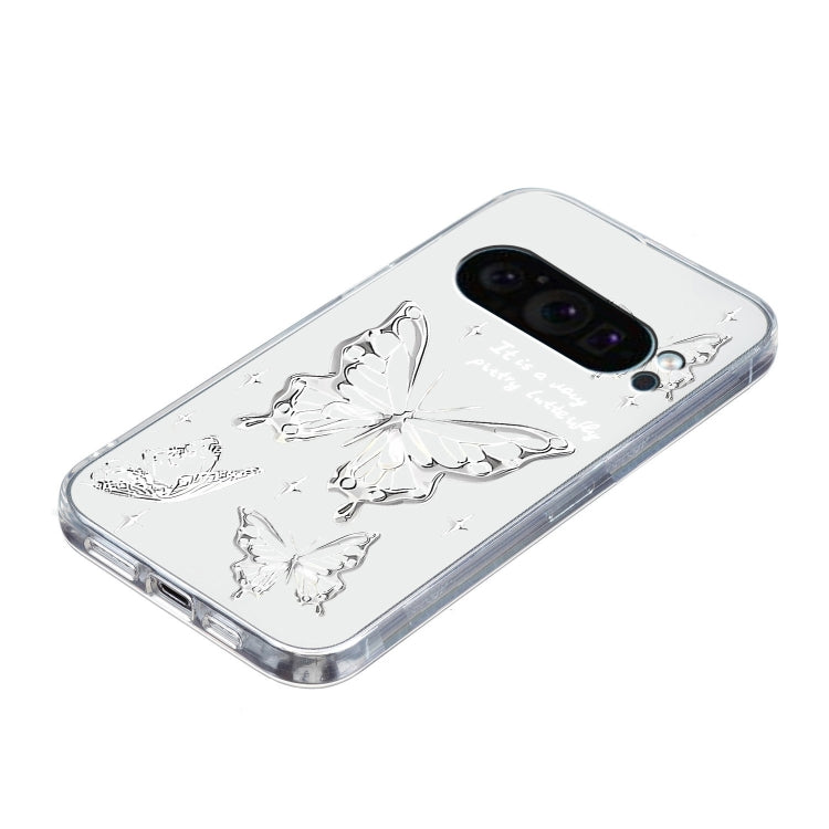 For Google Pixel 9 Colored Drawing Pattern Transparent TPU Phone Case(Butterflies) by buy2fix