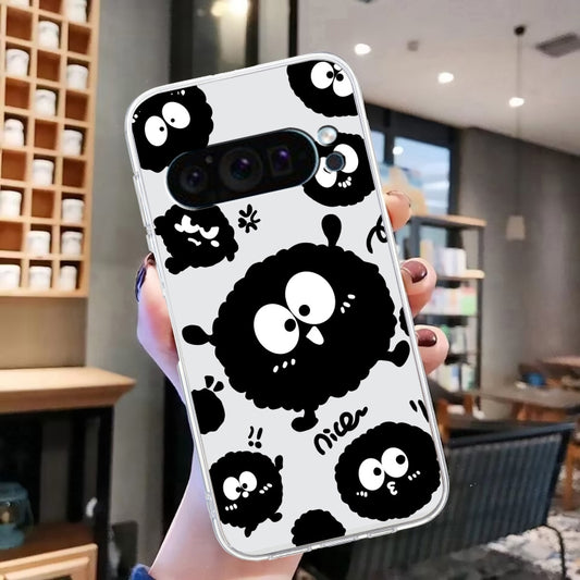 For Google Pixel 9 Pro Colored Drawing Pattern Transparent TPU Phone Case(Black Eye) by buy2fix