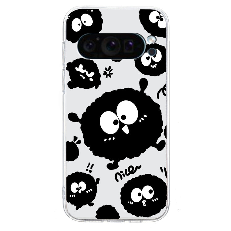 For Google Pixel 9 Pro Colored Drawing Pattern Transparent TPU Phone Case(Black Eye) by buy2fix