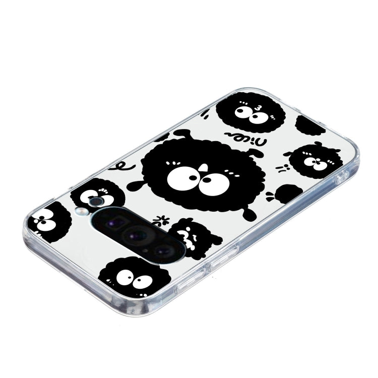 For Google Pixel 9 Pro Colored Drawing Pattern Transparent TPU Phone Case(Black Eye) by buy2fix