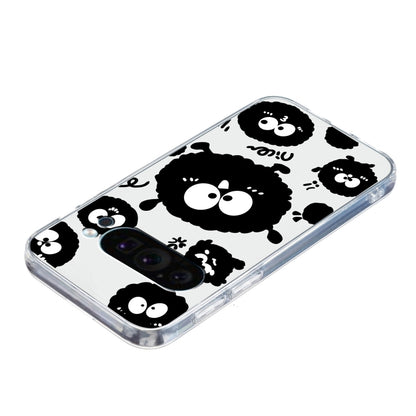 For Google Pixel 9 Pro Colored Drawing Pattern Transparent TPU Phone Case(Black Eye) by buy2fix