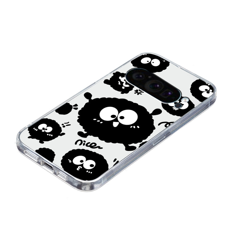 For Google Pixel 9 Pro Colored Drawing Pattern Transparent TPU Phone Case(Black Eye) by buy2fix