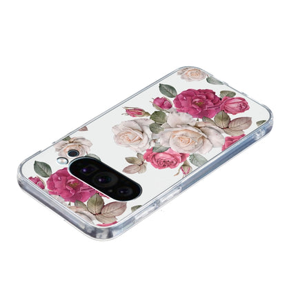 For Google Pixel 9 Pro Colored Drawing Pattern Transparent TPU Phone Case(Peony) by buy2fix