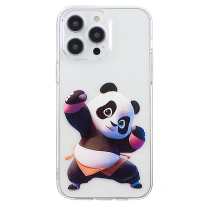 For iPhone 16 Pro Max Colored Drawing Pattern Transparent TPU Phone Case(Panda) by buy2fix
