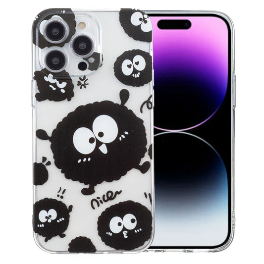 For iPhone 16 Pro Max Colored Drawing Pattern Transparent TPU Phone Case(Black Eye) by buy2fix