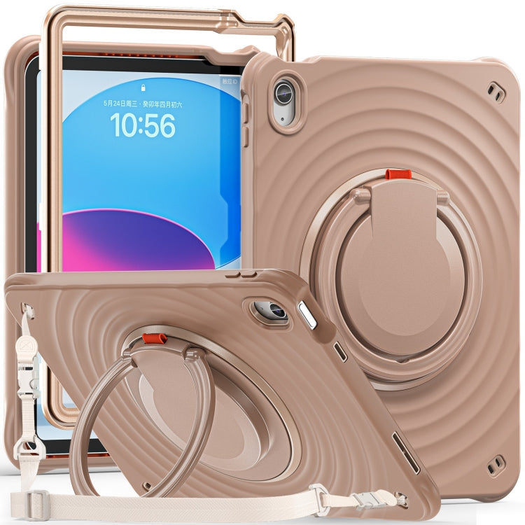 For iPad 2025 / 2022 Rotation Handle Holder Silicone Hybrid PC Tablet Case(Light Coffee) - iPad 2025 / 2022 Cases by buy2fix | Online Shopping UK | buy2fix
