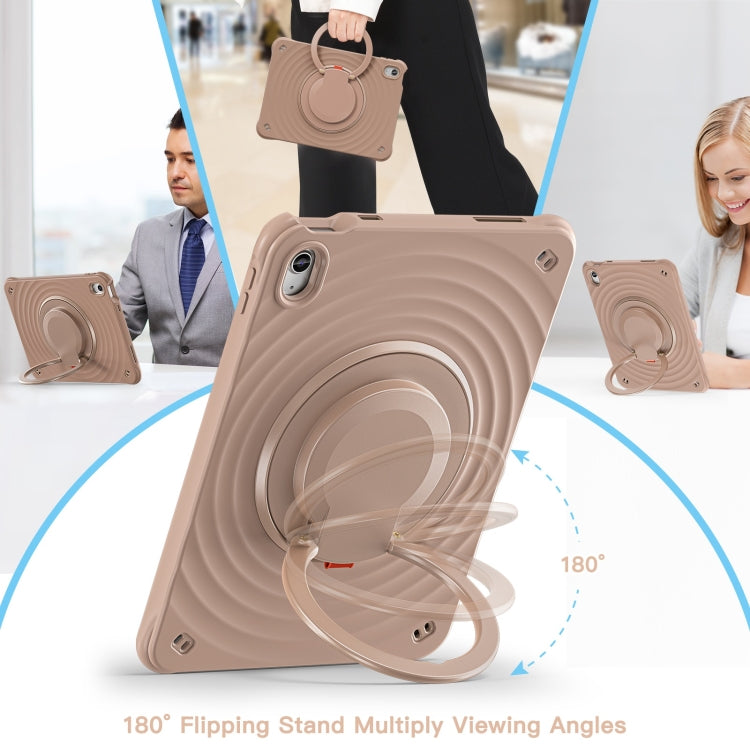 For iPad 2025 / 2022 Rotation Handle Holder Silicone Hybrid PC Tablet Case(Light Coffee) - iPad 2025 / 2022 Cases by buy2fix | Online Shopping UK | buy2fix