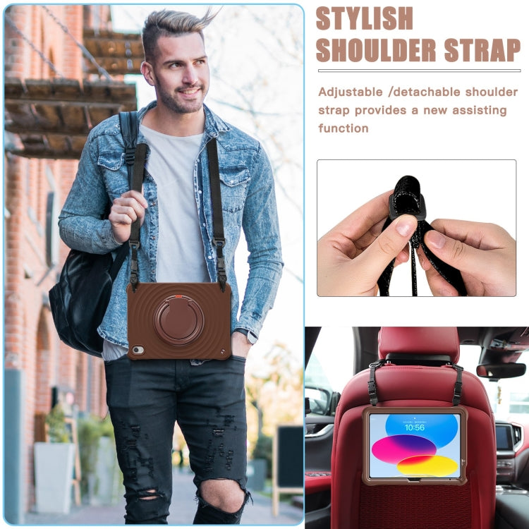For iPad 2025 / 2022 Rotation Handle Holder Silicone Hybrid PC Tablet Case(Chocolate) - iPad 2025 / 2022 Cases by buy2fix | Online Shopping UK | buy2fix