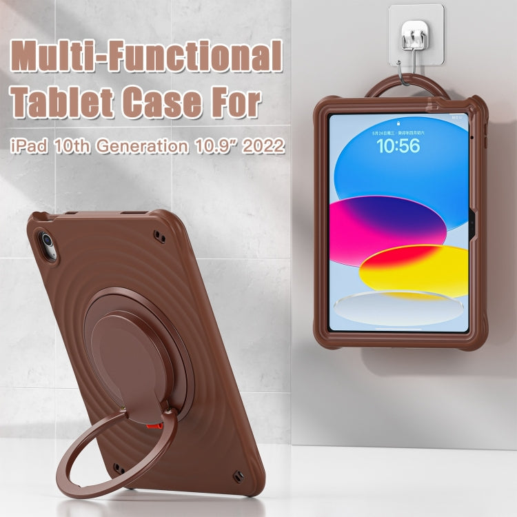 For iPad 2025 / 2022 Rotation Handle Holder Silicone Hybrid PC Tablet Case(Chocolate) - iPad 2025 / 2022 Cases by buy2fix | Online Shopping UK | buy2fix