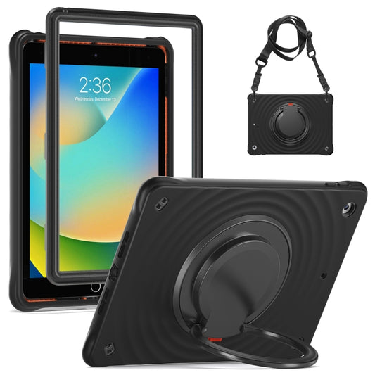 For iPad 10.2 2021 / 2020 / 2019 Rotation Handle Holder Silicone Hybrid PC Tablet Case(Black) - iPad 10.2 Cases by buy2fix | Online Shopping UK | buy2fix