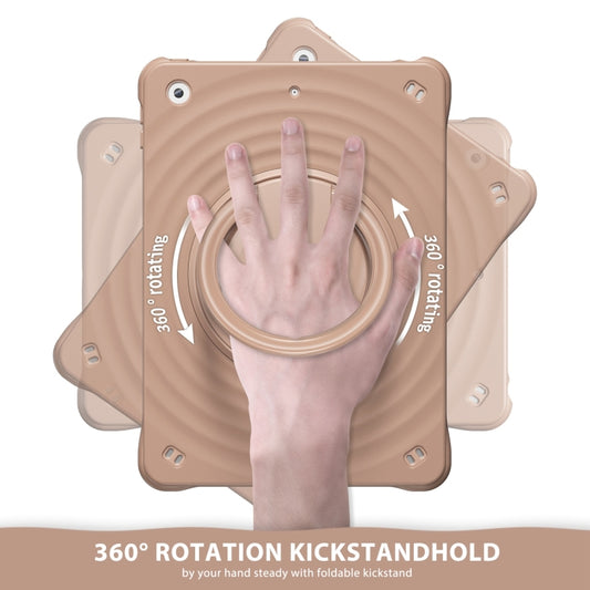 For iPad 10.2 2021 / 2020 / 2019 Rotation Handle Holder Silicone Hybrid PC Tablet Case(Light Coffee) - iPad 10.2 Cases by buy2fix | Online Shopping UK | buy2fix