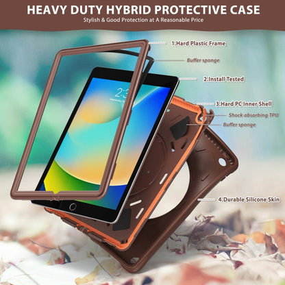 For iPad 10.2 2021 / 2020 / 2019 Rotation Handle Holder Silicone Hybrid PC Tablet Case(Chocolate) - iPad 10.2 Cases by buy2fix | Online Shopping UK | buy2fix