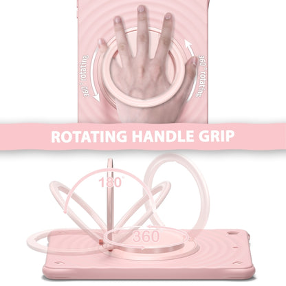 For iPad 10.2 2021 / 2020 / 2019 Rotation Handle Holder Silicone Hybrid PC Tablet Case(Pink) - iPad 10.2 Cases by buy2fix | Online Shopping UK | buy2fix
