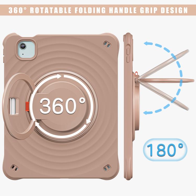 For iPad Air 11 2025 / 2024 Rotation Handle Holder Silicone Hybrid PC Tablet Case(Light Coffee) - iPad Air 11 2025 / 2024 Cases by buy2fix | Online Shopping UK | buy2fix
