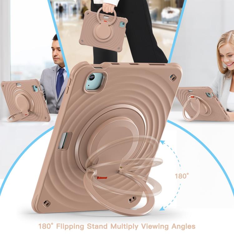 For iPad Air 11 2025 / 2024 Rotation Handle Holder Silicone Hybrid PC Tablet Case(Light Coffee) - iPad Air 11 2025 / 2024 Cases by buy2fix | Online Shopping UK | buy2fix