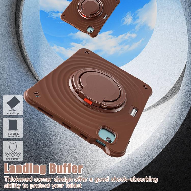 For iPad Air 11 2025 / 2024 Rotation Handle Holder Silicone Hybrid PC Tablet Case(Chocolate) - iPad Air 11 2025 / 2024 Cases by buy2fix | Online Shopping UK | buy2fix