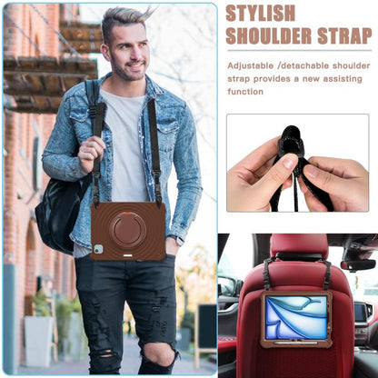 For iPad Air 11 2025 / 2024 Rotation Handle Holder Silicone Hybrid PC Tablet Case(Chocolate) - iPad Air 11 2025 / 2024 Cases by buy2fix | Online Shopping UK | buy2fix
