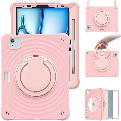 For iPad Air 11 2025 / 2024 Rotation Handle Holder Silicone Hybrid PC Tablet Case(Pink) - iPad Air 11 2025 / 2024 Cases by buy2fix | Online Shopping UK | buy2fix