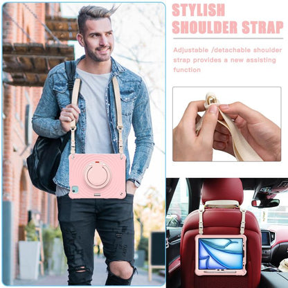 For iPad Air 11 2025 / 2024 Rotation Handle Holder Silicone Hybrid PC Tablet Case(Pink) - iPad Air 11 2025 / 2024 Cases by buy2fix | Online Shopping UK | buy2fix