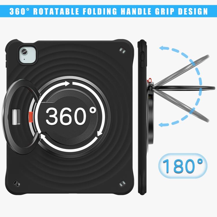 For iPad Air 13 2025 / 2024 Rotation Handle Holder Silicone Hybrid PC Tablet Case(Black) - iPad Air 13 2025 / 2024 Cases by buy2fix | Online Shopping UK | buy2fix