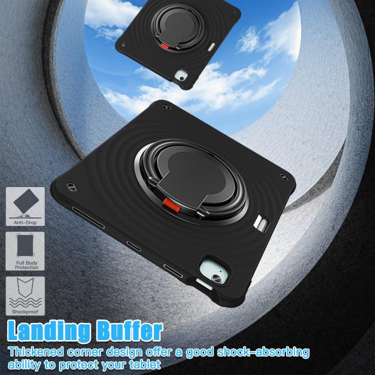 For iPad Air 13 2025 / 2024 Rotation Handle Holder Silicone Hybrid PC Tablet Case(Black) - iPad Air 13 2025 / 2024 Cases by buy2fix | Online Shopping UK | buy2fix