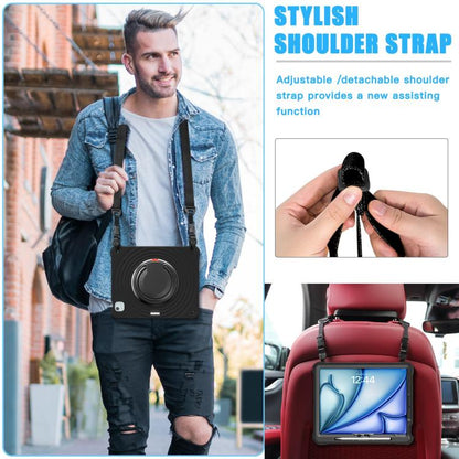 For iPad Air 13 2025 / 2024 Rotation Handle Holder Silicone Hybrid PC Tablet Case(Black) - iPad Air 13 2025 / 2024 Cases by buy2fix | Online Shopping UK | buy2fix