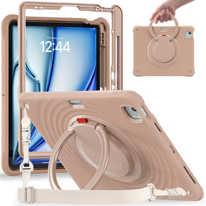 For iPad Air 13 2025 / 2024 Rotation Handle Holder Silicone Hybrid PC Tablet Case(Light Coffee) - iPad Air 13 2025 / 2024 Cases by buy2fix | Online Shopping UK | buy2fix