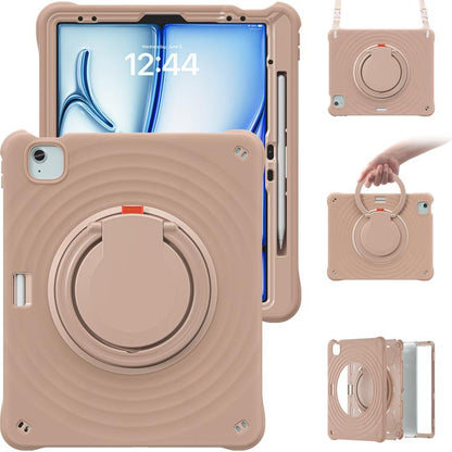 For iPad Air 13 2025 / 2024 Rotation Handle Holder Silicone Hybrid PC Tablet Case(Light Coffee) - iPad Air 13 2025 / 2024 Cases by buy2fix | Online Shopping UK | buy2fix