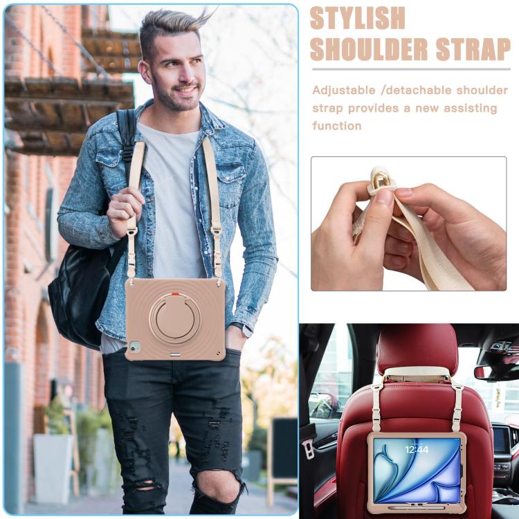 For iPad Air 13 2025 / 2024 Rotation Handle Holder Silicone Hybrid PC Tablet Case(Light Coffee) - iPad Air 13 2025 / 2024 Cases by buy2fix | Online Shopping UK | buy2fix