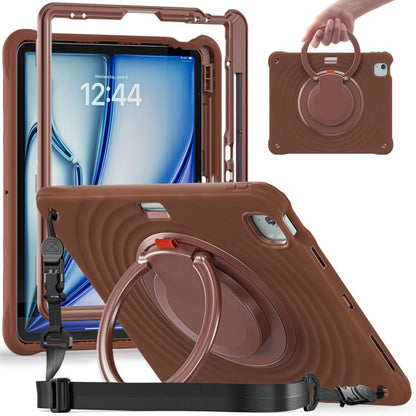 For iPad Air 13 2025 / 2024 Rotation Handle Holder Silicone Hybrid PC Tablet Case(Chocolate) - iPad Air 13 2025 / 2024 Cases by buy2fix | Online Shopping UK | buy2fix