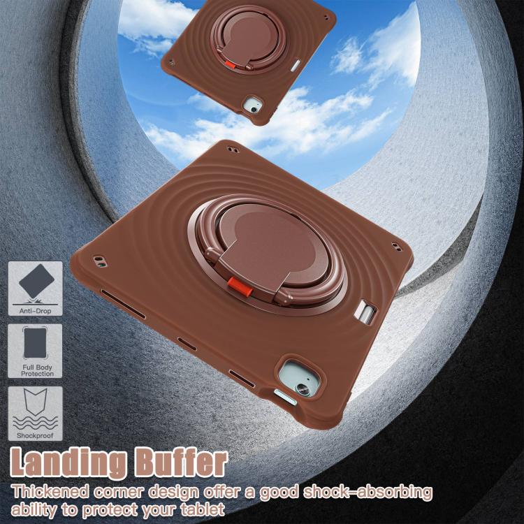 For iPad Air 13 2025 / 2024 Rotation Handle Holder Silicone Hybrid PC Tablet Case(Chocolate) - iPad Air 13 2025 / 2024 Cases by buy2fix | Online Shopping UK | buy2fix