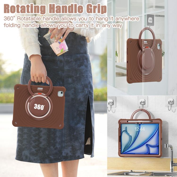 For iPad Air 13 2025 / 2024 Rotation Handle Holder Silicone Hybrid PC Tablet Case(Chocolate) - iPad Air 13 2025 / 2024 Cases by buy2fix | Online Shopping UK | buy2fix