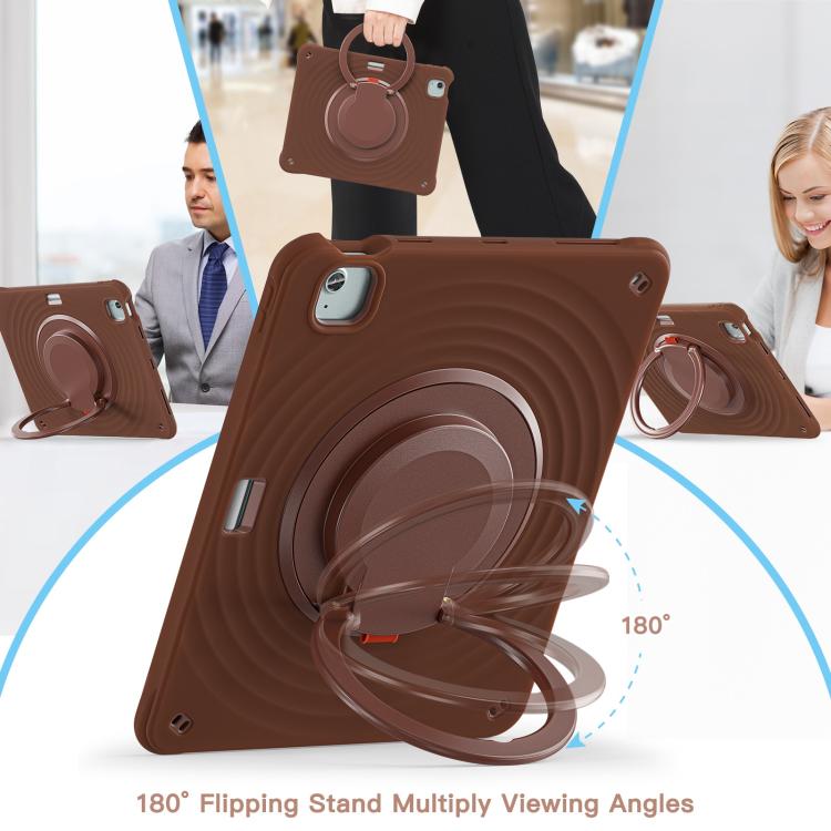 For iPad Air 13 2025 / 2024 Rotation Handle Holder Silicone Hybrid PC Tablet Case(Chocolate) - iPad Air 13 2025 / 2024 Cases by buy2fix | Online Shopping UK | buy2fix