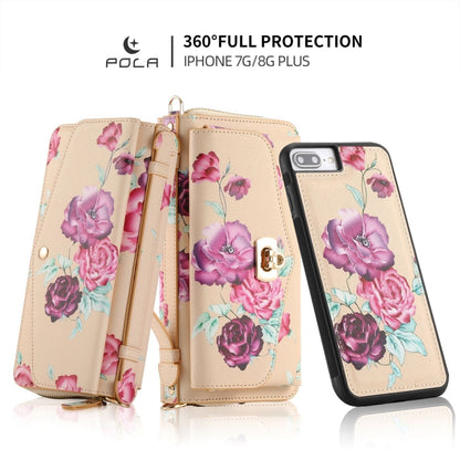 For iPhone 7 / 8 / SE 2022 POLA Flower Multi-functional Crossbody Zipper Wallet Leather Phone Case(Yellow) - iPhone SE 2022 / 2020 / 8 / 7 Cases by buy2fix | Online Shopping UK | buy2fix