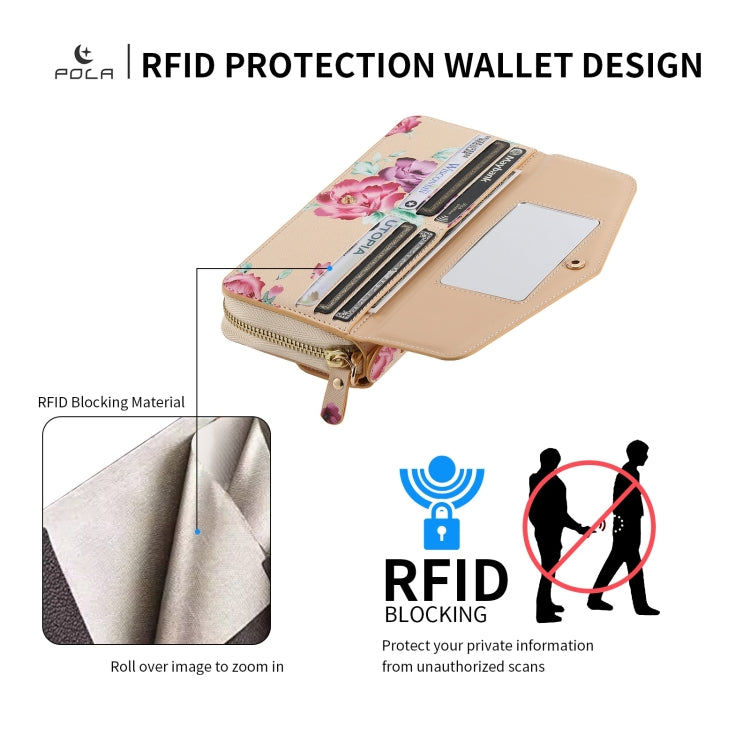 For iPhone 11 Pro POLA Flower Multi-functional Crossbody Zipper Wallet Leather Phone Case(Yellow) - iPhone 11 Pro Cases by buy2fix | Online Shopping UK | buy2fix