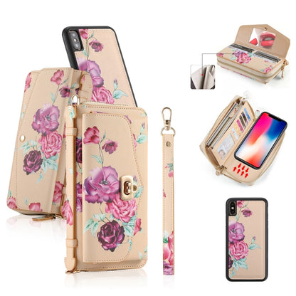 For iPhone X / XS POLA Flower Multi-functional Crossbody Zipper Wallet Leather Phone Case(Yellow) - More iPhone Cases by buy2fix | Online Shopping UK | buy2fix