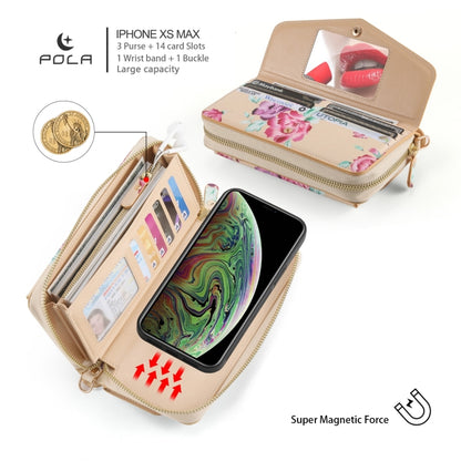 For iPhone XR POLA Flower Multi-functional Crossbody Zipper Wallet Leather Phone Case(Yellow) - More iPhone Cases by buy2fix | Online Shopping UK | buy2fix