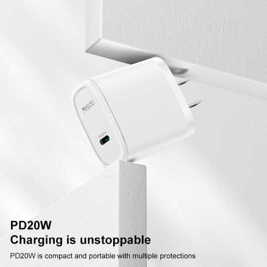 Yesido YC11U 20W PD USB-C / Type-C Fast Charging Charger, Specification:US Plug(White) - USB Charger by Yesido | Online Shopping UK | buy2fix