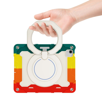 For iPad Air 11 2024 / 2025 Armor Portable Rotating Ring Holder Silicone Tablet Case with Pen Slot(Colorful Red) - iPad Air 11 2025 / 2024 Cases by buy2fix | Online Shopping UK | buy2fix