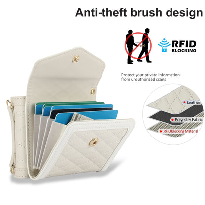 For Samsung Galaxy Z Flip5 Splicing Rhombic Texture Phone Case with Long & Short Lanyard, Not Included Pen(Beige) - Galaxy Z Flip5 Cases by buy2fix | Online Shopping UK | buy2fix