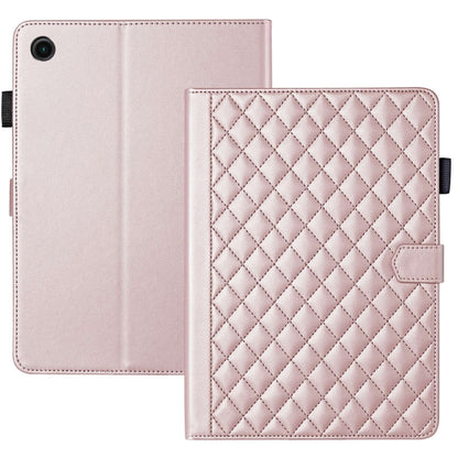 For Samsung Galaxy Tab A11 / A9 Rhombus Lattice Leather Tablet Case(Rose Gold) by buy2fix