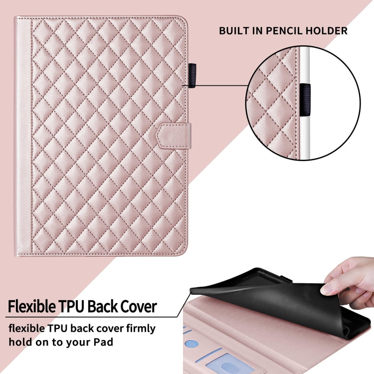 For Samsung Galaxy Tab A11 / A9 Rhombus Lattice Leather Tablet Case(Rose Gold) by buy2fix