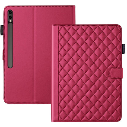 For Samsung Galaxy Tab S9 FE+ / S9+ Rhombus Lattice Leather Tablet Case(Red) by buy2fix