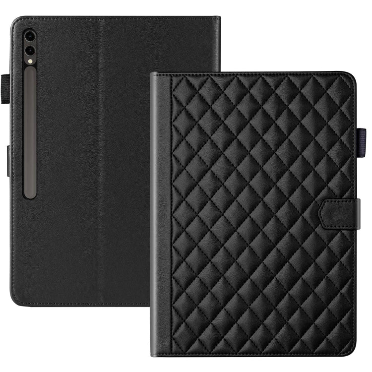 For Samsung Galaxy Tab S9 FE+ / S9+ Rhombus Lattice Leather Tablet Case(Black) by buy2fix