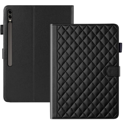 For Samsung Galaxy Tab S9 FE+ / S9+ Rhombus Lattice Leather Tablet Case(Black) by buy2fix