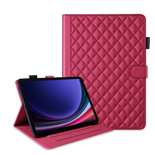 For Samsung Galaxy Tab S9 FE / S9 Rhombus Lattice Leather Tablet Case(Red) by buy2fix