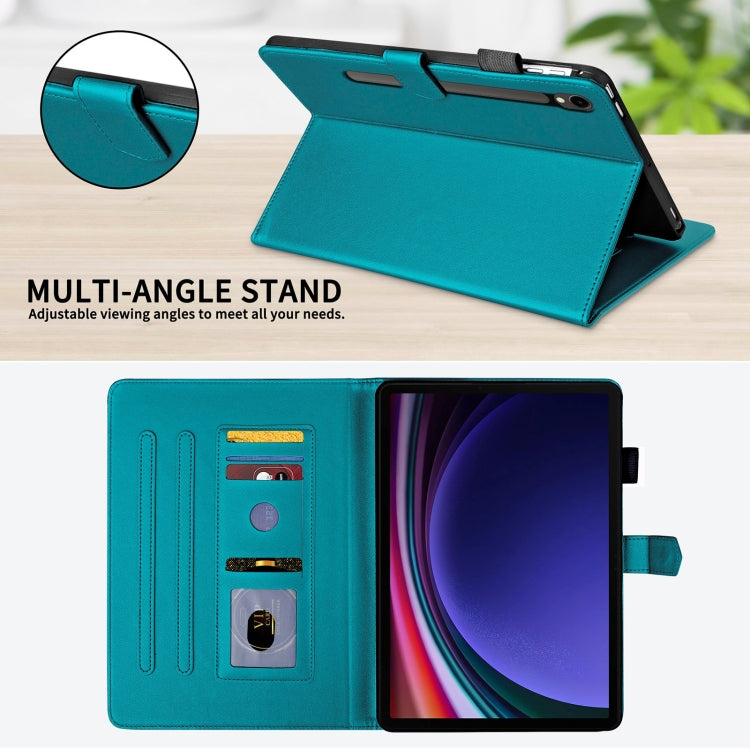 For Samsung Galaxy Tab S9 FE / S9 Rhombus Lattice Leather Tablet Case(Dark Green) by buy2fix