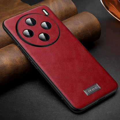 For vivo X100 SULADA Shockproof TPU + Handmade Leather Phone Case(Red) by SULADA